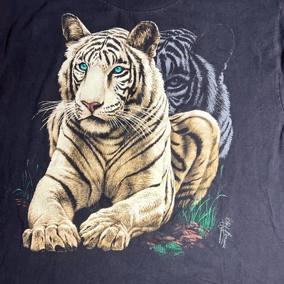 Vintage Philadelphia Zoo Tiger Black Graphic T-shirt Size XL Y2K - Picture 2 of 5